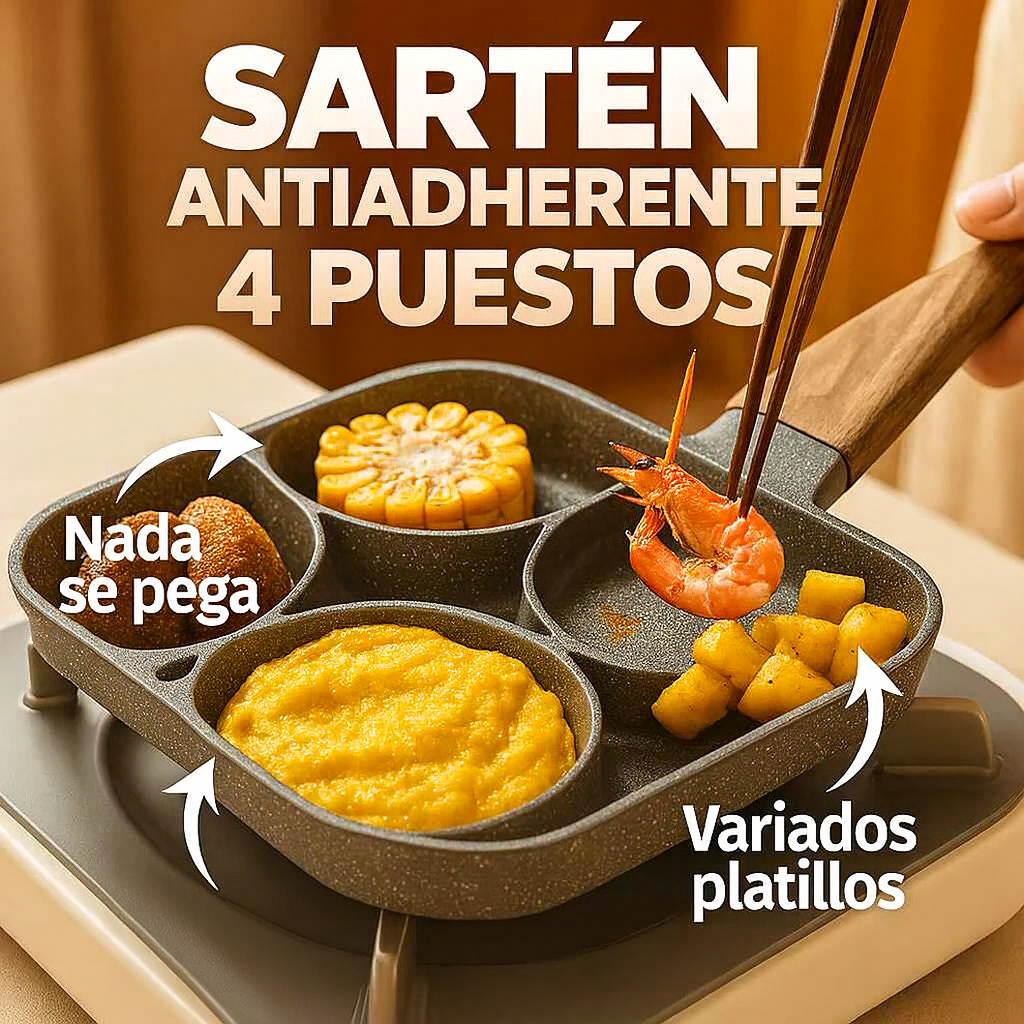 Sartén Antiadherente de 4 Divisiones