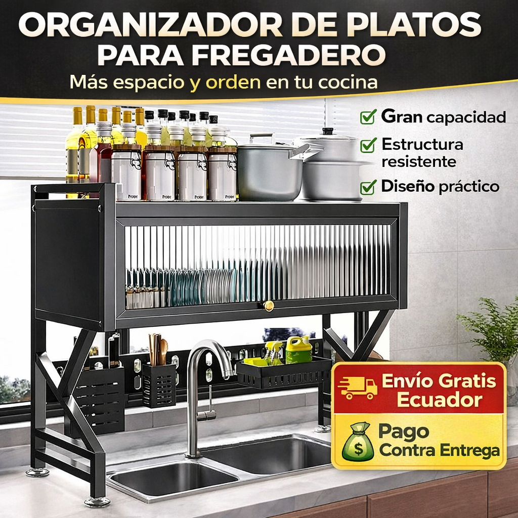 Escurridor de Vajilla con Vitrina |Protección y Orden en un Solo Lugar
