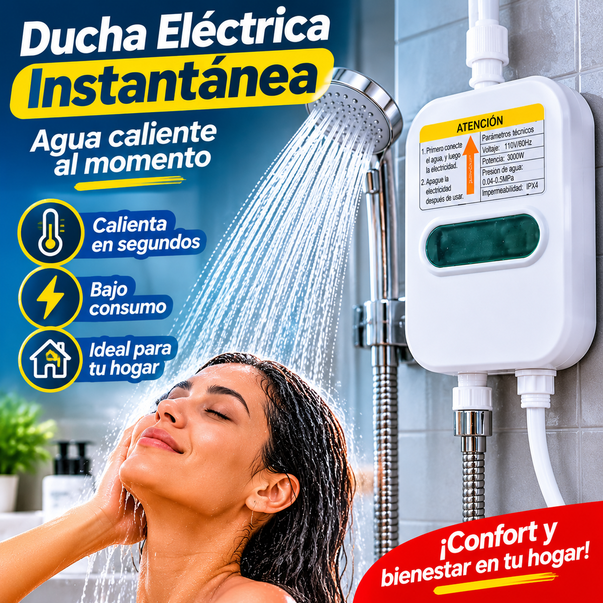 Ducha Eléctrica 3500W – Agua Caliente para tu Hogar
